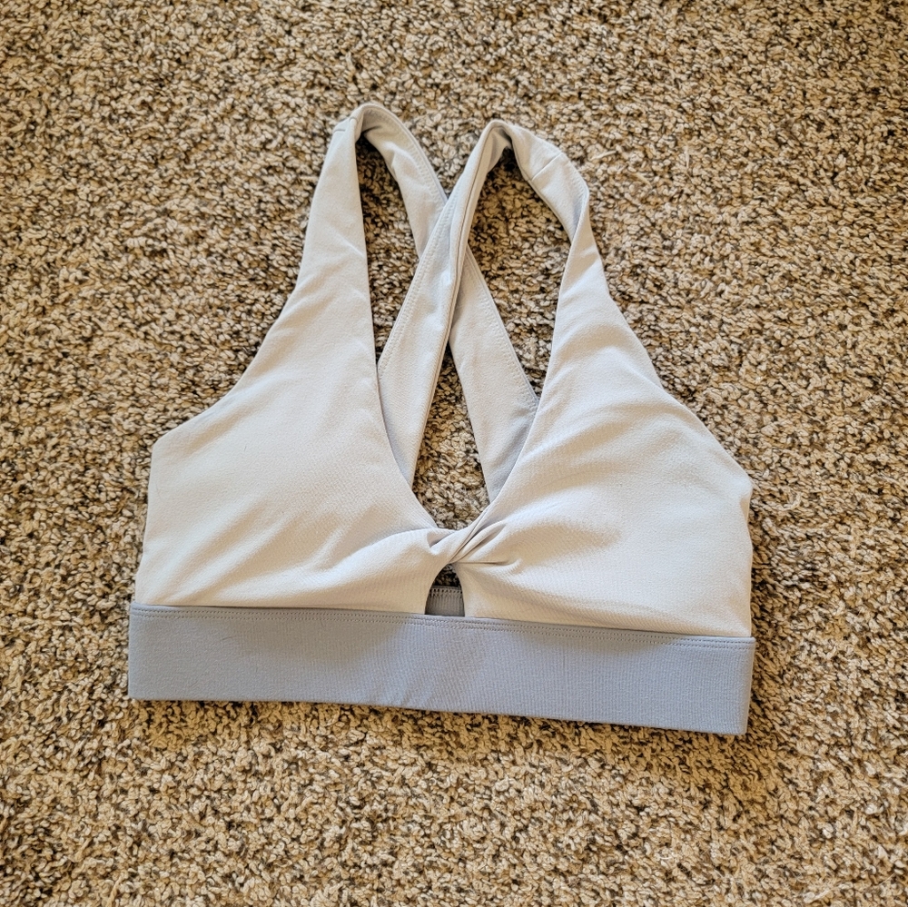 Fabletics Women's Oasis Twist Sports Bra Light Blue size S